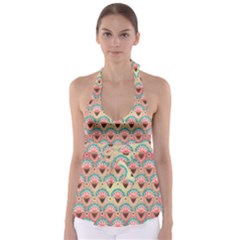 Background Floral Pattern Pink Babydoll Tankini Top