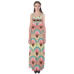 Background Floral Pattern Pink Empire Waist Maxi Dress