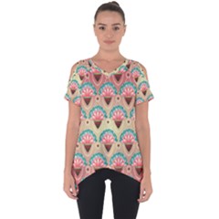 Background Floral Pattern Pink Cut Out Side Drop Tee by HermanTelo