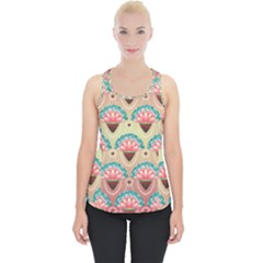 Background Floral Pattern Pink Piece Up Tank Top