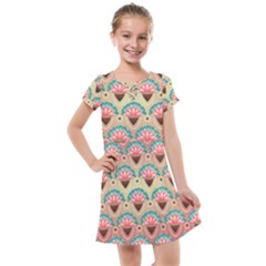 Background Floral Pattern Pink Kids  Cross Web Dress