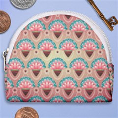 Background Floral Pattern Pink Horseshoe Style Canvas Pouch