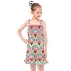 Background Floral Pattern Pink Kids  Overall Dress