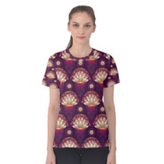 Background Floral Pattern Purple Women s Cotton Tee