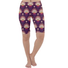 Background Floral Pattern Purple Cropped Leggings  by HermanTelo