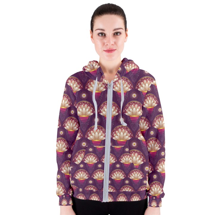 Background Floral Pattern Purple Women s Zipper Hoodie