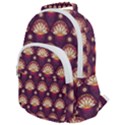 Background Floral Pattern Purple Rounded Multi Pocket Backpack View1