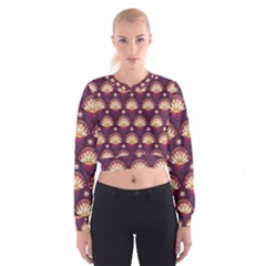 Background Floral Pattern Purple Cropped Sweatshirt