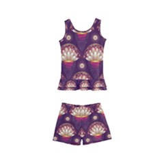 Background Floral Pattern Purple Kids  Boyleg Swimsuit by HermanTelo