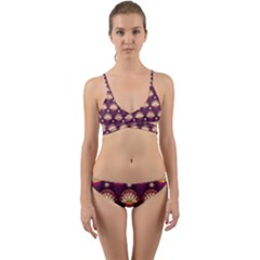 Background Floral Pattern Purple Wrap Around Bikini Set