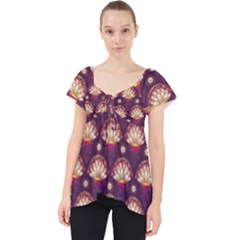 Background Floral Pattern Purple Lace Front Dolly Top