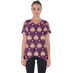 Background Floral Pattern Purple Cut Out Side Drop Tee by HermanTelo