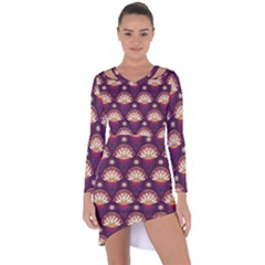 Background Floral Pattern Purple Asymmetric Cut-out Shift Dress