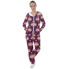 Background Floral Pattern Purple Women s Tracksuit by HermanTelo