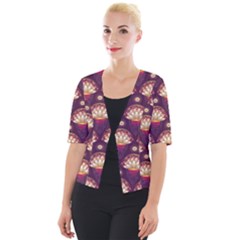 Background Floral Pattern Purple Cropped Button Cardigan