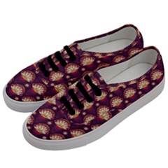 Background Floral Pattern Purple Men s Classic Low Top Sneakers by HermanTelo