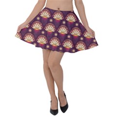 Background Floral Pattern Purple Velvet Skater Skirt