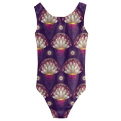 Background Floral Pattern Purple Kids  Cut-out Back One Piece Swimsuit