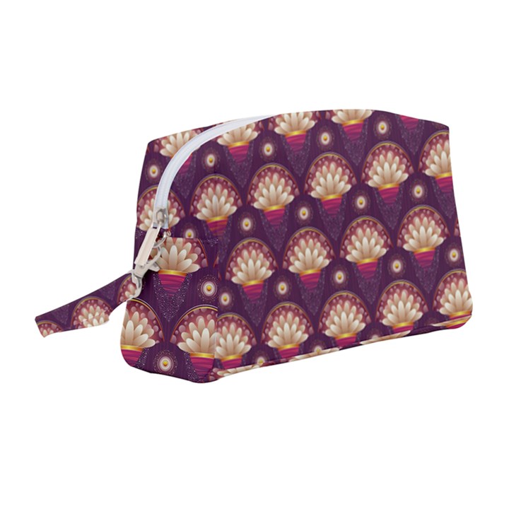 Background Floral Pattern Purple Wristlet Pouch Bag (Medium)