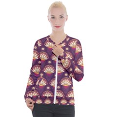 Background Floral Pattern Purple Casual Zip Up Jacket