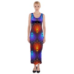 Background Colorful Abstract Fitted Maxi Dress