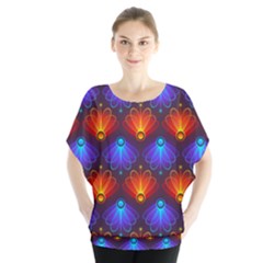 Background Colorful Abstract Batwing Chiffon Blouse