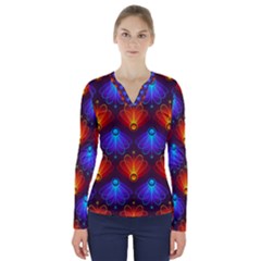 Background Colorful Abstract V-neck Long Sleeve Top