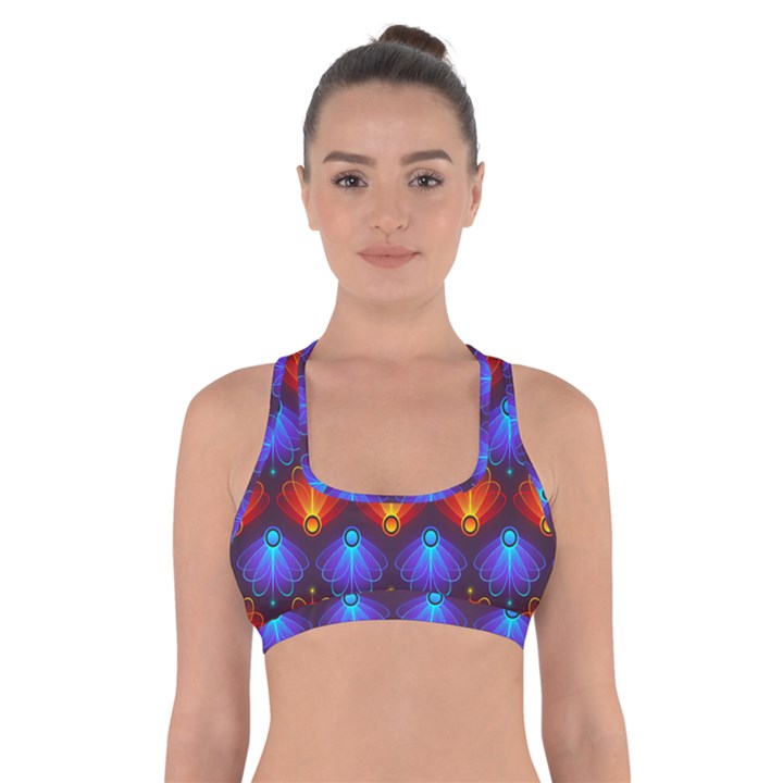 Background Colorful Abstract Cross Back Sports Bra