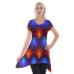 Background Colorful Abstract Short Sleeve Side Drop Tunic