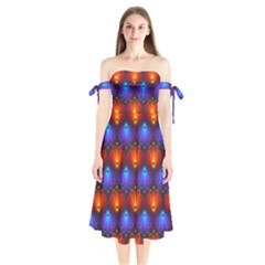 Background Colorful Abstract Shoulder Tie Bardot Midi Dress