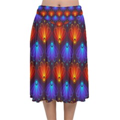 Background Colorful Abstract Velvet Flared Midi Skirt by HermanTelo