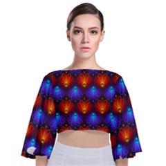 Background Colorful Abstract Tie Back Butterfly Sleeve Chiffon Top by HermanTelo