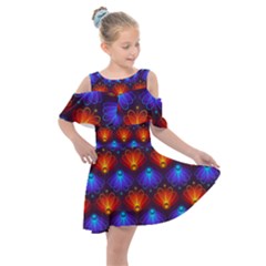 Background Colorful Abstract Kids  Shoulder Cutout Chiffon Dress