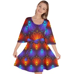 Background Colorful Abstract Velour Kimono Dress