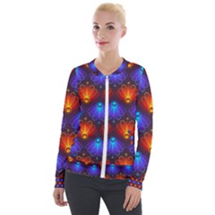 Background Colorful Abstract Velour Zip Up Jacket