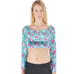 Background Frozen Fever Long Sleeve Crop Top