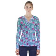 Background Frozen Fever V-neck Long Sleeve Top