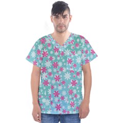 Background Frozen Fever Men s V-neck Scrub Top