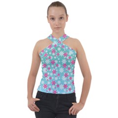 Background Frozen Fever Cross Neck Velour Top