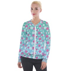 Background Frozen Fever Velour Zip Up Jacket