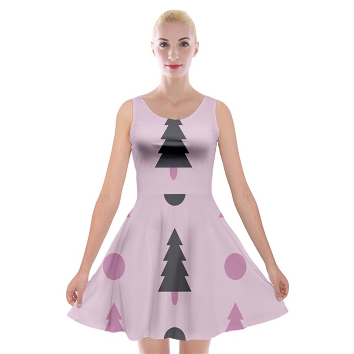 Christmas Tree Fir Den Velvet Skater Dress