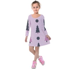 Christmas Tree Fir Den Kids  Long Sleeve Velvet Dress