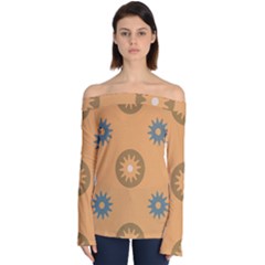 Flowers Screws Rounds Circle Off Shoulder Long Sleeve Top