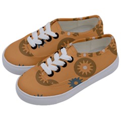 Flowers Screws Rounds Circle Kids  Classic Low Top Sneakers by HermanTelo