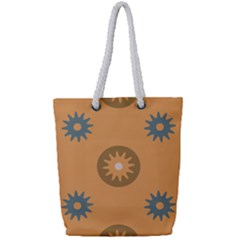 Flowers Screws Rounds Circle Full Print Rope Handle Tote (small)