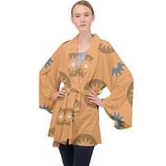 Flowers Screws Rounds Circle Velvet Kimono Robe