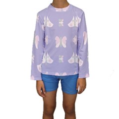 Butterfly Butterflies Merry Girls Kids  Long Sleeve Swimwear