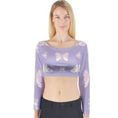 Butterfly Butterflies Merry Girls Long Sleeve Crop Top