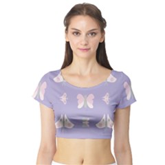 Butterfly Butterflies Merry Girls Short Sleeve Crop Top