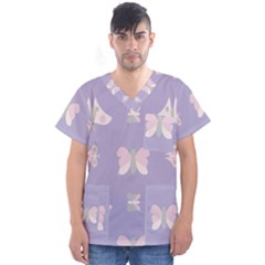 Butterfly Butterflies Merry Girls Men s V-neck Scrub Top